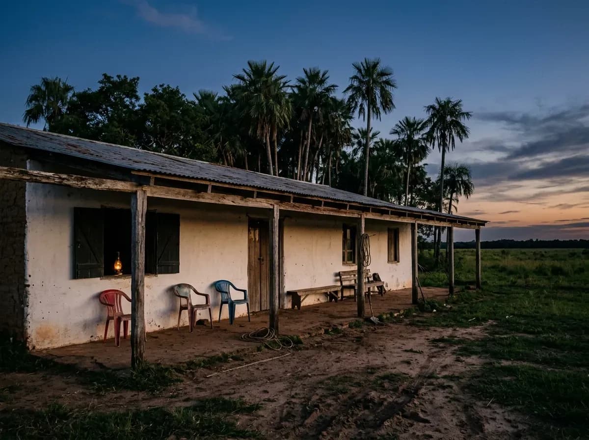 Estancia del Chaco humedo al atardecer