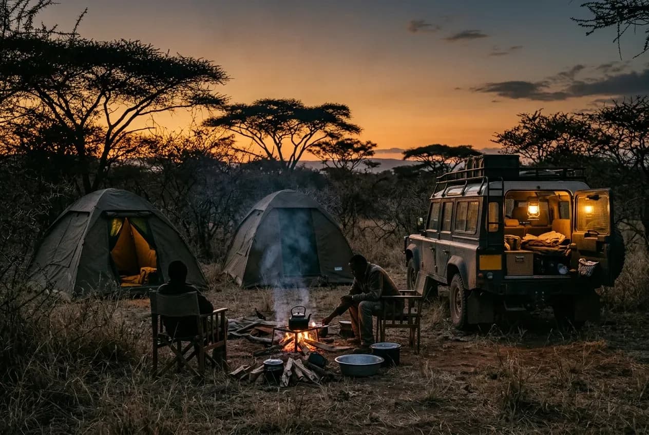 Campamento de campo, ultima luz